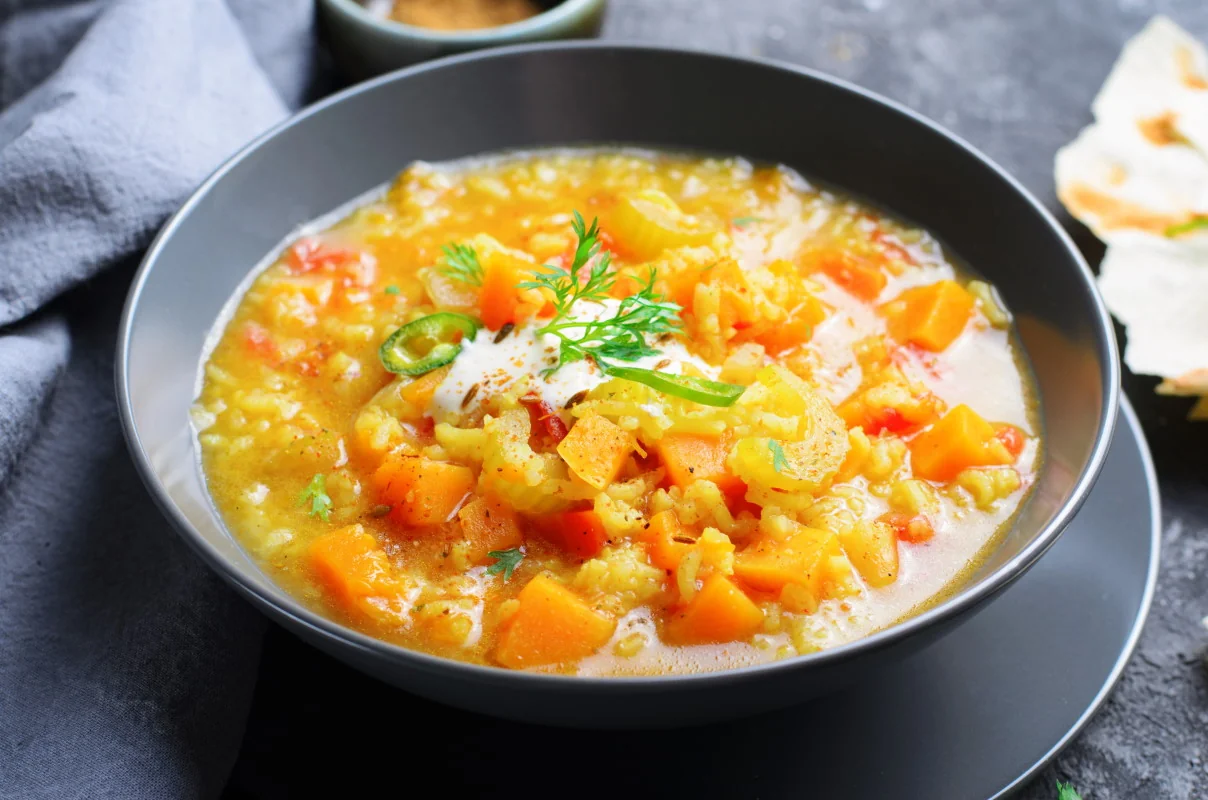 Dahl de lentilles corail au potiron